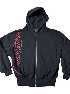 Cold Culture Black Zip-Up Hoodie with Red Script Size XS